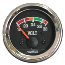 VOLTIMETRO 52MM 24V ESCALA 16-32 ESCALA COLOR TABLERO NEGRO ARO CROMADO