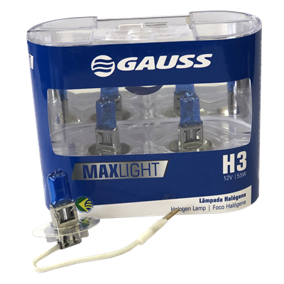 BOMBILLO HALOGENO H3 PK22S 12V 55W FARO MAXLIGHT 110% MAS LUZ 5000K PREMIUM DUOPACK 64151CBA