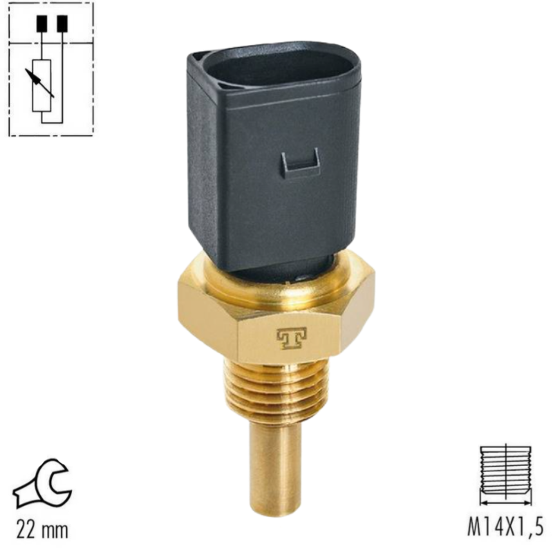 [46R4253] SENSOR TEMPERATURA REFRIGERANTE (ECT) MB MERCEDES BENZ ACCELO 4 3L ATEGO 4 3-6 4L LO914 4 3L 22MM 2P