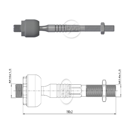 AXIAL DIRECCION RENAULT LOGAN 1.4 1.6 2005-2015 SANDERO 1.6 2009-2016 STEPWAY 1.6 2009-2015 (ROSCA CABEZA GRUESA 16 MM)
