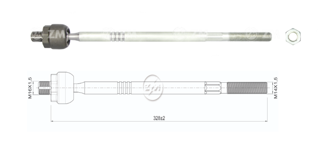 TERMINAL AXIAL CHEVROLET COBALT 2011 - 2016 ONIX PRISMA SONIC SPIN TRAX L:328RC:M16-1 50RP:M14-1 50TP:119N.MTC86N.M