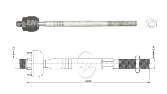 AXIAL DIRECCION FORD ECOSPORT 2.0 2005-2012 (DIRECCION HIDRAULICA) (CORTO 242 MM) 4X4