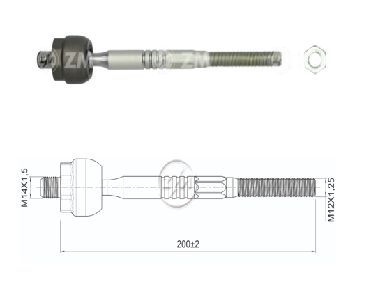 TERMINAL AXIAL NISSAN LEAF 2012 - 2015 TIIDA VERSA L:200RC:M14-1 50RP:M12-1 25TP:78N.MTC55N.M 