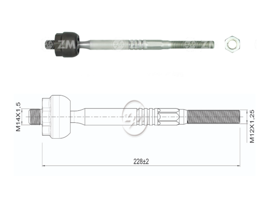 TERMINAL AXIAL NISSAN MARCH - K13 (CUARTA GENERACION) MICRA VERSA L:228RC:M14-1 50RP:M12-1 25TP:78N.MTC55N.M 