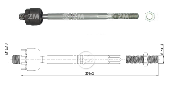 [51ZM-17021450] TERMINAL AXIAL FORD EXPLORER F150 RANGER MERCURY MAZDA B2300 B2500 NAVAJO L:259RC:M16-1 50RP:M14-1 50TP:119N.MTC86N.M