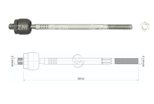 AXIAL DIRECCION HYUNDAI EXCEL 1.3 1.5 1992-1994 MITSUBISHI L300 2.0 2003-2010 STAREX 2.5 2005-2008 (LARGO ROSCA CABEZA 19 MM)