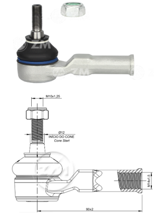 TERMINAL DIRECCION DER RENAULT TWINGO 1.2 2006-2012 CLIO II 1.4 1.6 2002-2009 SYMBOL 1.4 1.6 2002-2010 CITIUS TAXI 1.6 2006-2009 MEGANE 1.4 1.6 2001-2008