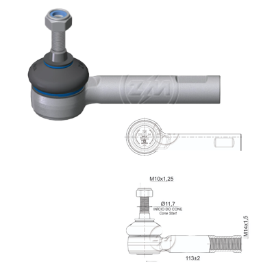 [51ZM-27011104] TERMINAL EXTERNA DIRECCION IZQ ALFA ROMEO MITO FIAT LINEA PUNTO L:113 RC:M14-1 50 RP:M10-1 25 TP:48N.M MTC:86N.M IC:Ø11 7 C:1:6