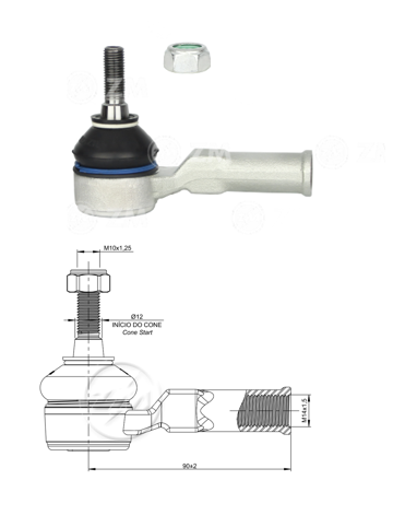 TERMINAL DIRECCION IZQ RENAULT TWINGO 1.2 2006-2012 CLIO II 1.4 1.6 2002-2009 SYMBOL 1.4 1.6 2002-2010 CITIUS TAXI 1.6 2006-2009 MEGANE 1.4 1.6 2001-2008