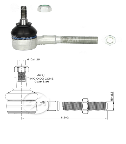 TERMINAL DIRECCION DER PEUGEOT 206 1.4 1.6 2005-2015 PEUGEOT 207 1.4 1.6 2009-2015 CITROEN SAXO 1.6 1996-2004
