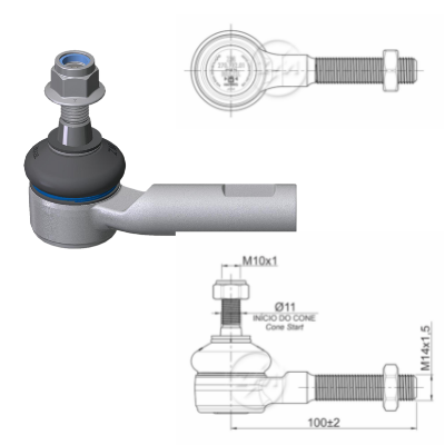 TERMINAL EXTERNA DIRECCION VOLKSWAGEN GOL 80-06 PARATI 82-06 SAVEIRO 82-06 M14-1 50 100MM 51N.M 86N.M