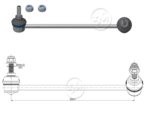 BIELETA BARRA ESTAB DEL DER RENAULT TWINGO 1.2 1994-2012 8 VALVULAS 16 VALVULAS (L:255) TNK RL0050