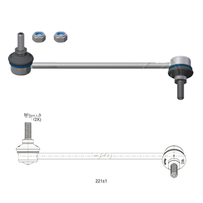BIELETA BARRA ESTAB DEL IZQ FIAT IDEA 1.6 1.8 2007-2016 STRADA 1.4 1.6 2011-2018 PALIO 1.4 1.6 2006-2016 (L:221)