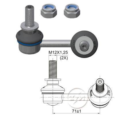 BIELETA BARRA ESTAB DEL DER NISSAN NP300 FRONTIER D23 2.4 3.0 2016-2023 RENAULT ALASKAN 2.5 2016-2023 (L:71) TNK RL2300