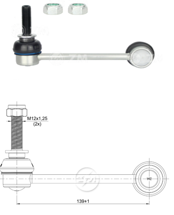 BIELETA BARRA ESTAB. DEL IZQ TOYOTA FORTUNER 2004 - 2015 LC:139RP:M12-1 25TC87N.M 