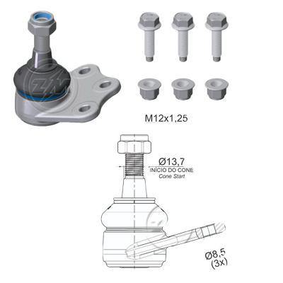 ROTULA FIAT IDEA 06-16 RC:M12-1 25 DM:Ø8 5 TP:87N.M IC:Ø13 7 C:1.5 INFERIOR DER-IZQ