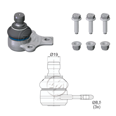 ROTULA SUSPENSION VOLKSWAGEN GOLF 1.6 1.8 2.0 1993-2000 JETTA 1.8 2.0 1987-1993 VENTO 1.8 1991-1998 SEAT CORDOBA 1.8 2.0 1993-2002 IBIZA 1.8 1993-2002 TNK VA357
