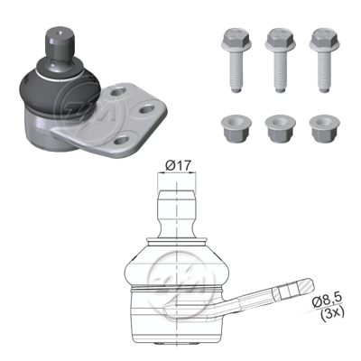 ROTULA FIAT IDEA 07-16 PALIO WEEKEND 09-20 STRADA 09-20 IC:Ø17 0 DM:Ø8 5 ETC:33N.M INFERIOR IZQ