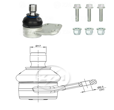 ROTULA SUSPENSION IZQ FIAT STRADA 1.4 1.6 2011-2018 PALIO 1.4 1.6 WEEKEND 2012-2020 (BASTAGO LISO)
