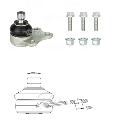 [51ZM-47023450] ROTULA FORD ECOSPORT 4X2 4X4 03 12 FIESTA V 03 14 MAZDA 2 DY 03 07 DIRECCION HIDRAULICA