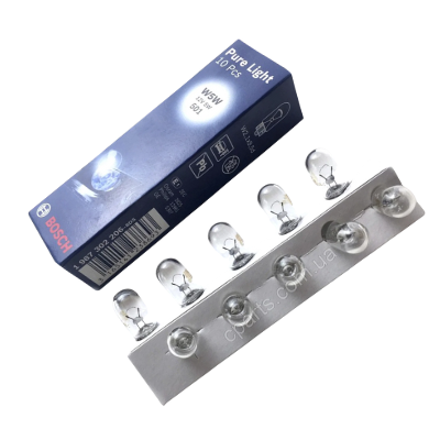 BOMBILLO INCANDESCENTE 2825 PURE LIGHT W5W W2.1X9.5D 12V T3.25  X UNIDAD EMPAQUE CAJA X 10