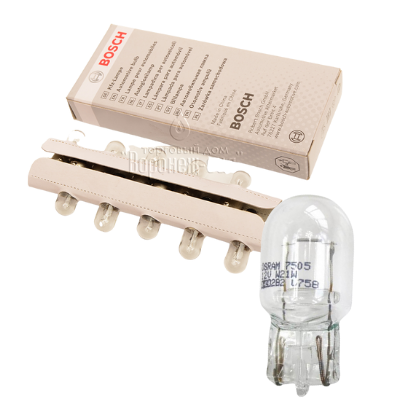 [CB1987302822] BOMBILLO MINIATURA T-20 W21W 12V 21W TABLERO ECO LINE STD CAJA X 10 UND 1987302822 7505 GL7505 12065