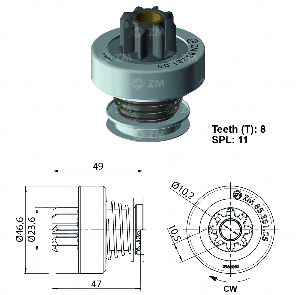 BENDIX RENAULT LOGAN SANDERO DUSTER 8D PIÑ 23.5MM L47MM