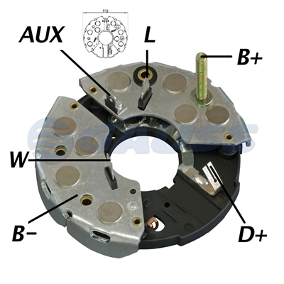 [07GA1677] RECTIFICADOR FORD MB MERCEDES BENZ SPRINTER 310 312 412 85AMP 6X35A AVALANCHE (ZENER) (GA021 GA040) TIPO BOSCH
