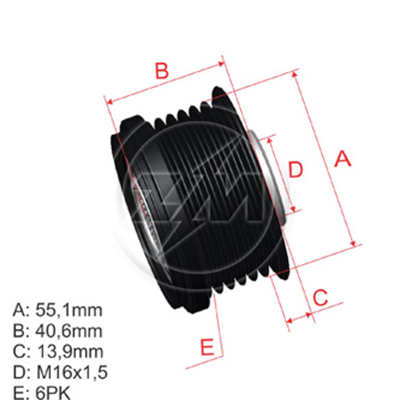 [5696.000.35] POLEA RUEDA LIBRE NISSAN QASHQAI TIIDA RENAULT LOGAN DUSTER SCENIC II TWINGO SYMBOL 6X16 VKM03608 238733 333136 5575