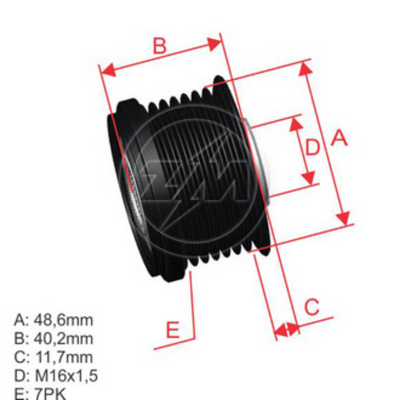 POLEA RUEDA LIBRE NISSAN XTRAIL QASHQAI RENAULT DUSTER SCENIC MEGANE TRAFIC 16X7 8200489514 VKM03615 5562