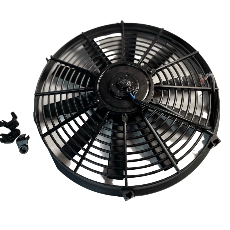 [74GE1147] MOTOVENTILADOR UNIVERSAL 14" 12V 10ASPAS Ø MOTOR HORARIO P200W ASPIRA Ø HELICE355MM SIN AIRE