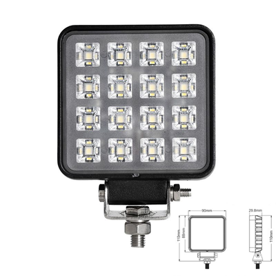 EXPLORADORA LED CUADRADA 1200LUMENS 90MM ALTO 110MM X 29.80MM PROFUNDIDAD 9-32V 16X1W