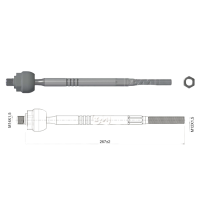TERMINAL AXIAL FIAT BRAVA 95 TEMPRA 90 TIPO 87 Y 93 LANCIA DEDRA 89 DELTA 93 L:267 RC:M14-1 50 RP:M12-1 50 TP:52N.M MTC 