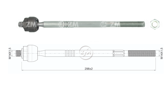 TERMINAL AXIAL FORD FIESTA VI MAZDA 2 L:298RC:M14-1 50RP:M14-1 50TP:78N.MTC86N.M