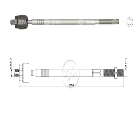 [51ZM-17011601] TERMINAL AXIAL TOYOTA COROLLA E11_12_13 1992 L:317RC:M14-1 50RP:M14-1 50TP:78N.MTC86N.M 