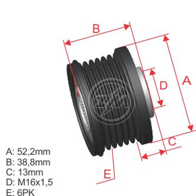 [5696.008.01] POLEA RUEDA LIBRE NISSAN SENTRA 2.5 02-06 SENTRA 2.5 16V 02-06 XTRAIL T30 2.0 1 20 6X16 231516N200 231516N20 233989 9600801