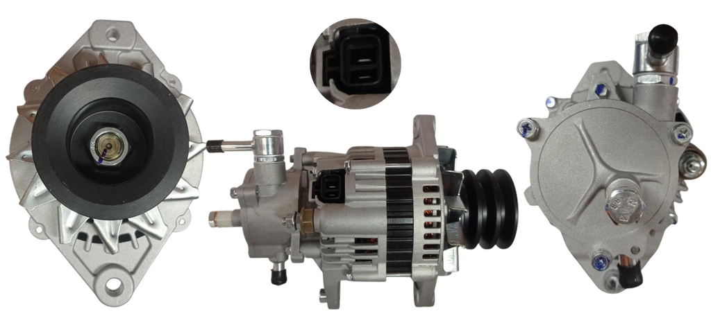 [648-97116-697-3] ALTERNADOR CHEVROLET NPR 2001 12V 90A 2 PINES BOMBA GRANDE POLEA TRIPLE HITACHI NEW