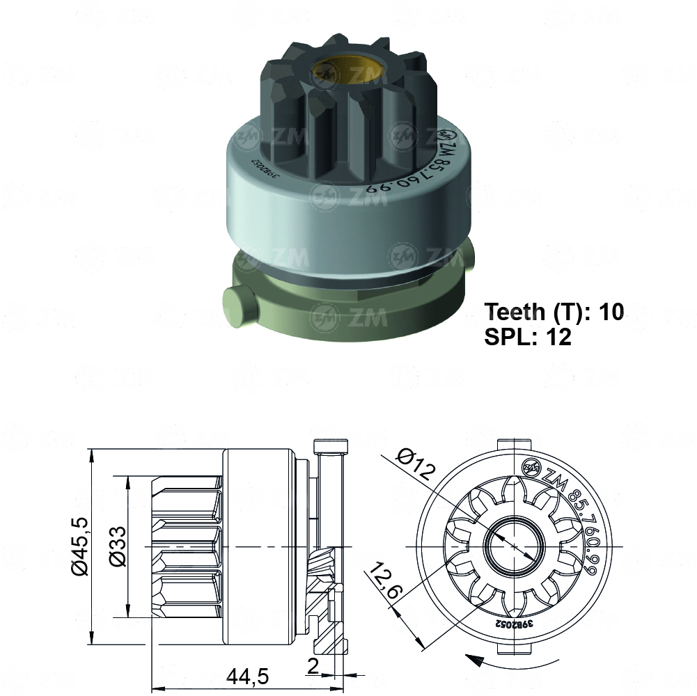 BENDIX FORD LOBO= 1192 CON PIÑON GRUESO T-10