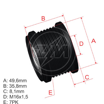 POLEA RUEDA LIBRE MAZDA 2 2.3 MAZDA 6 1.8 NISSAN INTERSTAR RENAULT CAPTUR 13 GRAND SCENIC TRAFIC 7X16 7701062985 F00M1407 238734