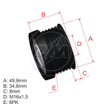 POLEA RUEDA LIBRE RENAULT LAGUNA II MEGANE II 1.9 VOLKSWAGEN GOLF PLUS 1.6 6X16 F00M147767 F00M147957