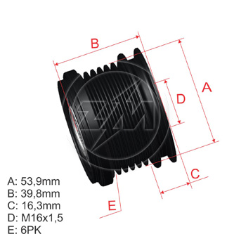 POLEA RUEDA LIBRE CITROEN C-CROSSER 2.2 FORD ECOSPORT FIESTA MITSUBISHI OUTLANDER II 2.2 PEUGEOT 4007 2.2 6X16 5702G8 5705NF