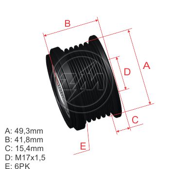[5696.010.08] POLEA RUEDA LIBRE CITROEN BERLINGO PEUGEOT PARTNER 6C CW TIPO MITSUBISHI 5702-J0-9601008