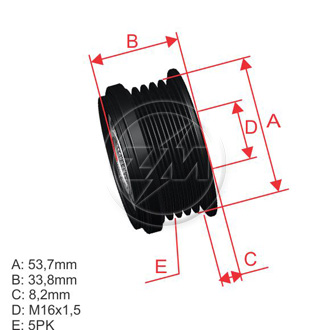 POLEA RUEDA LIBRE CORSA MERIVA MK II 1.4 06 5X16 F00M991181 F00M992718 333073 13266813 93185744