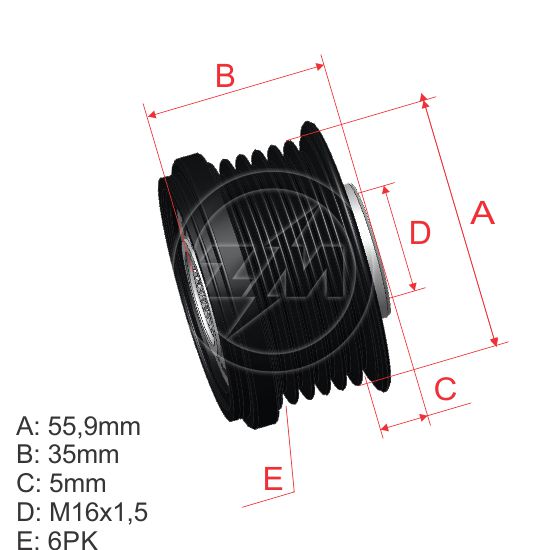 POLEA RUEDA LIBRE AUDI A4 A5 A6 A7 A8 Q5 Q7 VOLKSWAGEN AMAROK 3.0 TOUAREG 3.0 10 6X16 059903119G 059903119H F00M349911 2604159 2612688