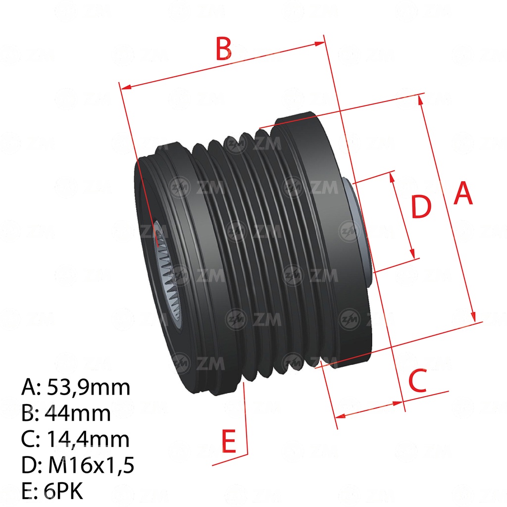 POLEA RUEDA LIBRE AUDI A6 CITROEN C3 AIR CROSS II C3 III C3 PICASSO C4 CACTUS PICASSO PEUGEOT 208 3008 31 308 6PK 1622780280