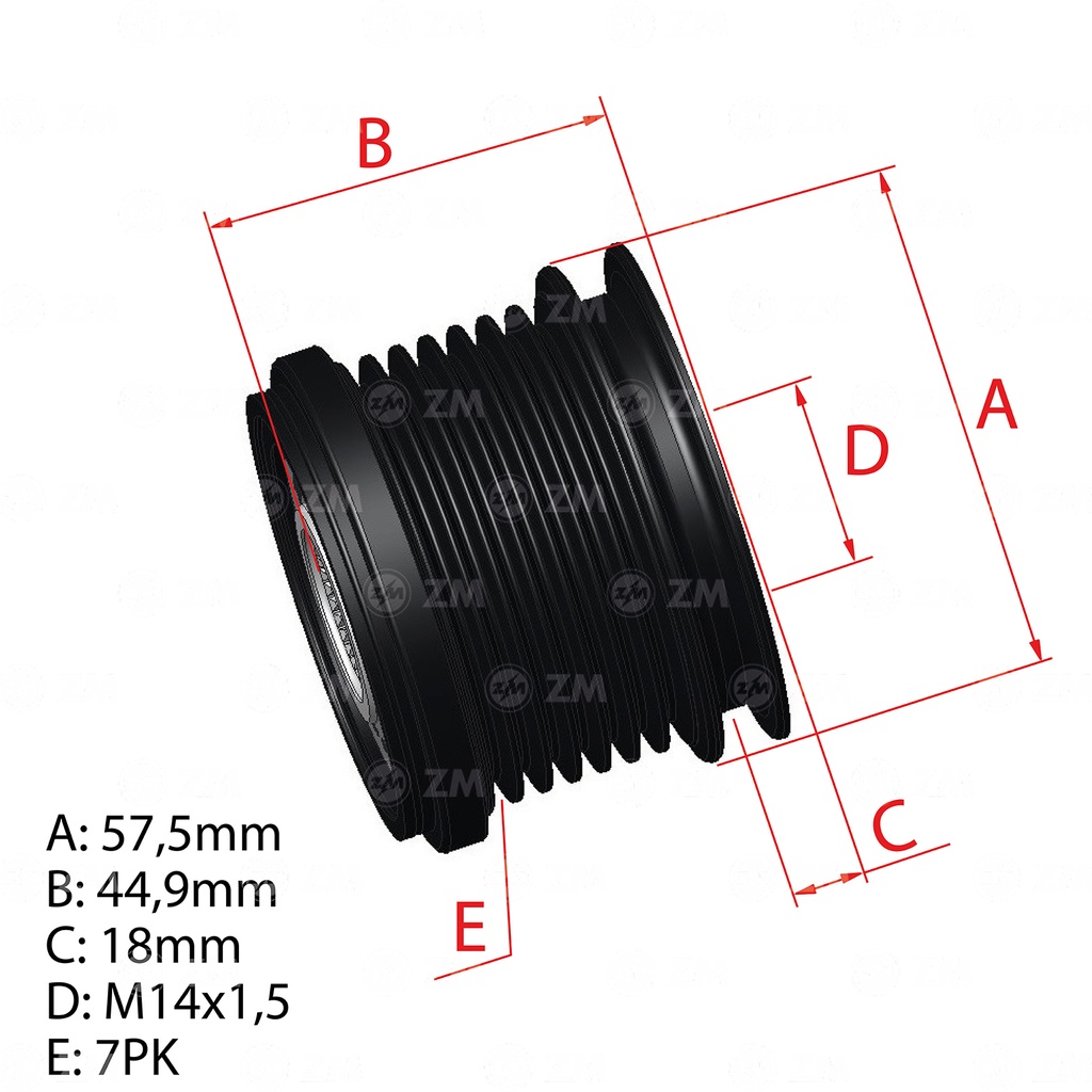 [5696.005.63] POLEA RUEDA LIBRE HONDA ACCORD  CRV CIVIC 1.5 2016 2018 7X14  31141-59B-J01