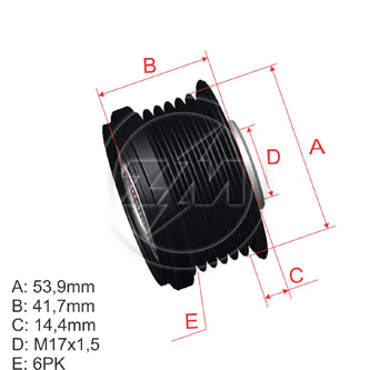 [5696.010.13] POLEA RUEDA LIBRE NISSAN ALTIMA L31 04-07 L32 06-13 SENTRA B15 XTRAIL T30 T31 MURANO 08 6X17 231516N21A A252C55675 60838523
