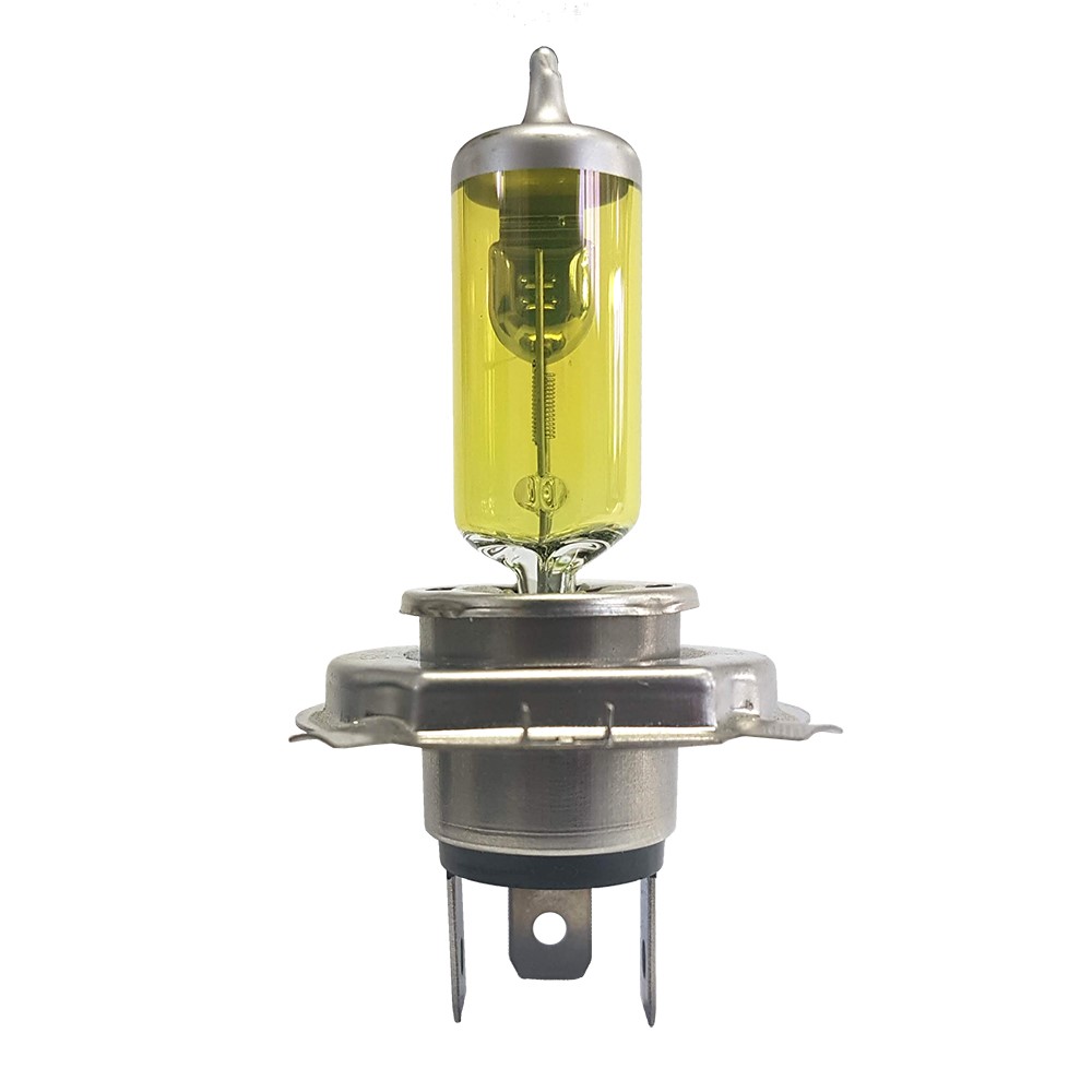 [28GL168] BOMBILLO HALOGENO H4 P43T-38 12V FARO AMARILLO CAJA X UNIDAD