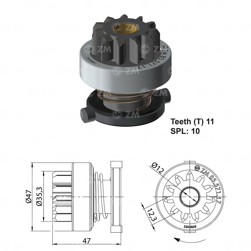 BENDIX TOYOTA COROLLA MN 11D PIÑ 35.4MM L-4.7MM