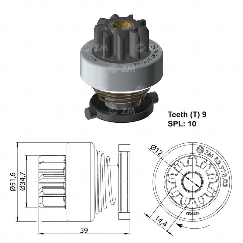 [858597803] BENDIX TOYOTA HILUX BOSCH 9D G-PIÑ 34.80MM L-58.5MM